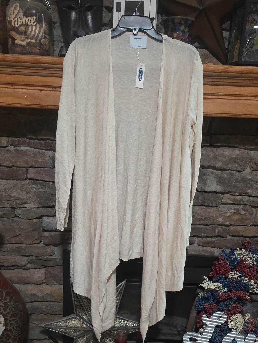 Old Navy Cream Asymetrical Open Cardigan Sz L